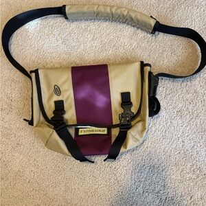 Timbuk2 Beige and Purple Messenger Bag